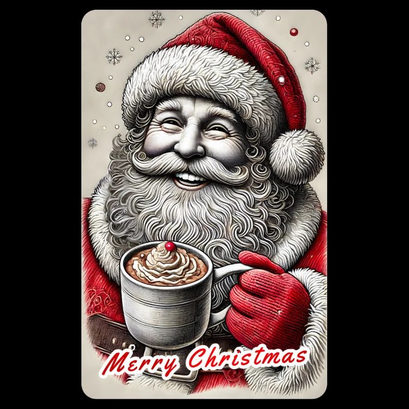 Joyeux Père Noël avec chocolat chaud