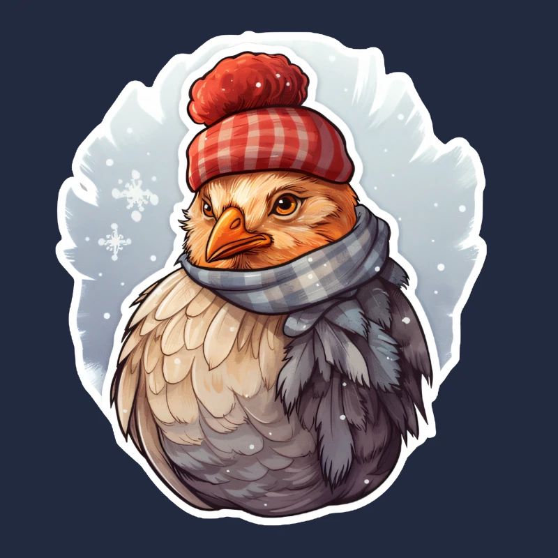 Chicken with hat and scarf