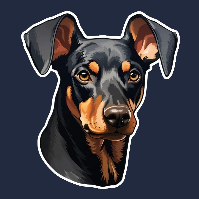Doberman Pinscher Head with Floppy Ears
