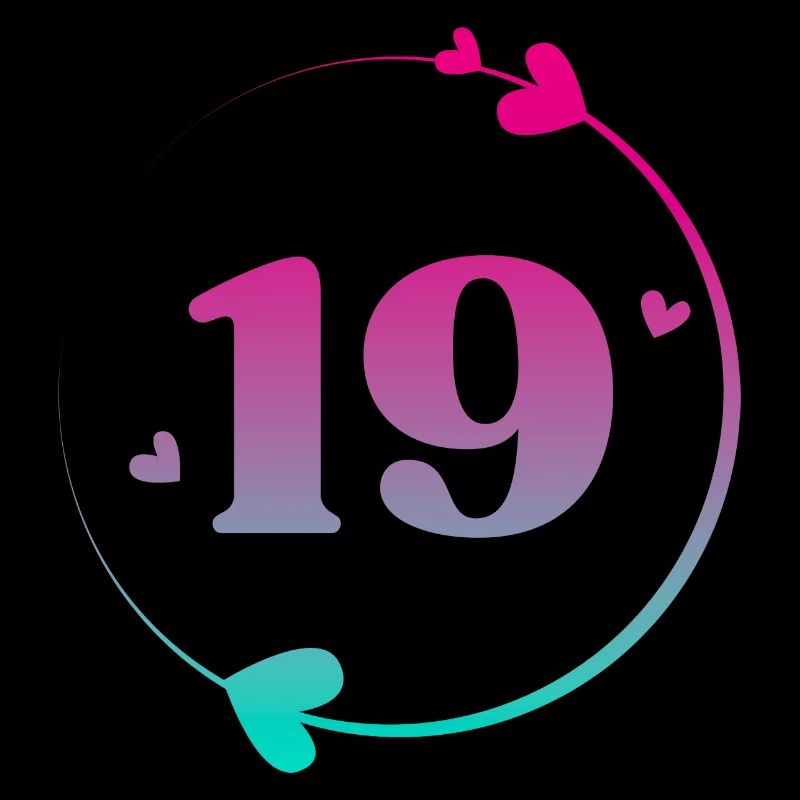 19th Birthday Colorful Heart Circle