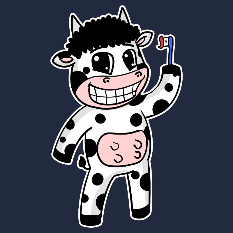 Cow with toothbrush