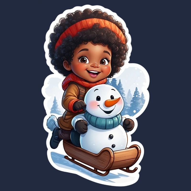 Kinderfreundlicher Schneemann auf Schlitten