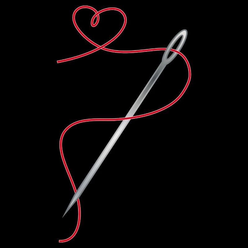 Needle and sewing thread with heart