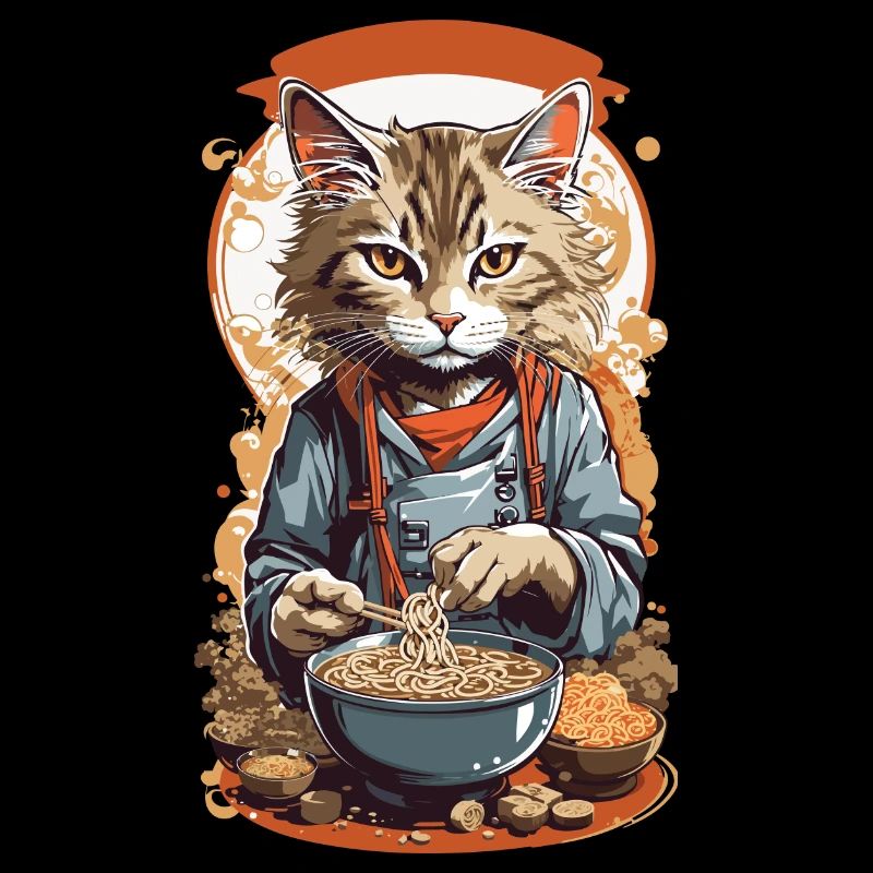 Chat Ramen Japonais Indulgence Soupes Design