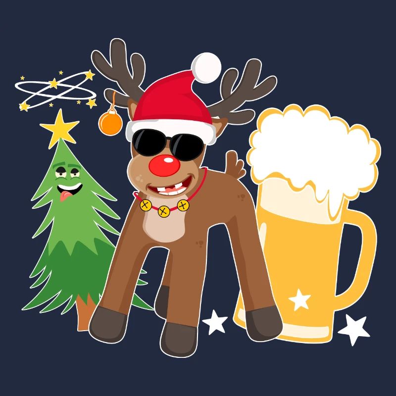 Betrunkenes Rentier mit Bier Weihnachtsbaum Cool