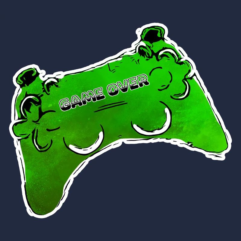 green comic controller with text GAME OVER