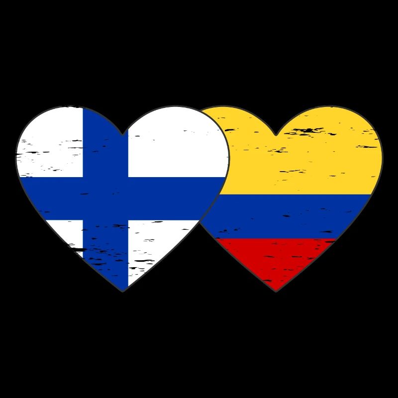 Finlande Colombie Drapeau Coeur Utilisé