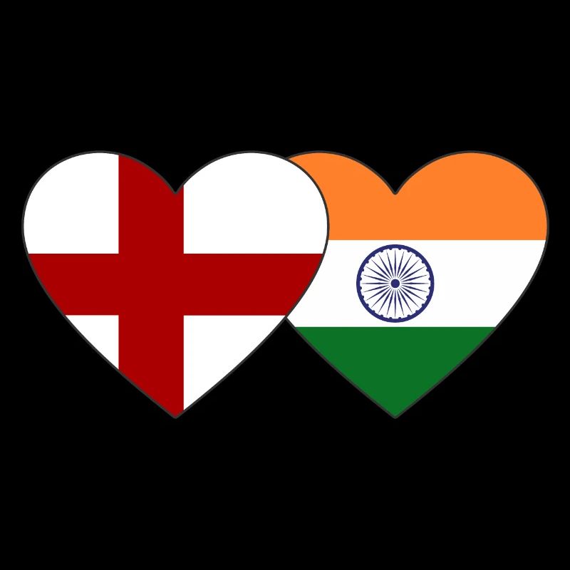 Angleterre Inde Drapeau Coeur