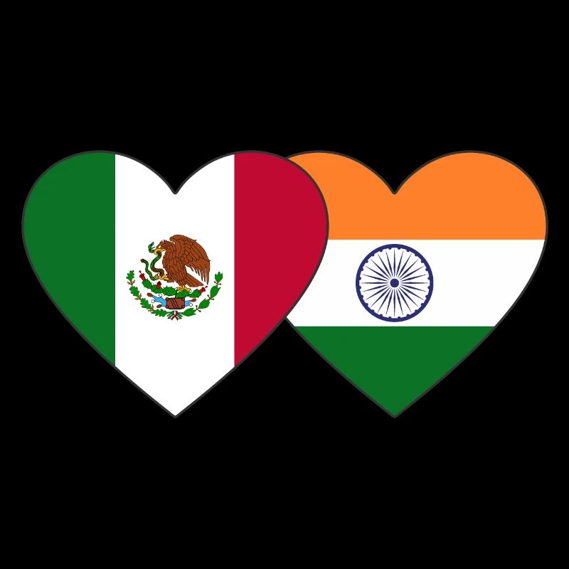 Mexiko Indien Flagge Herz