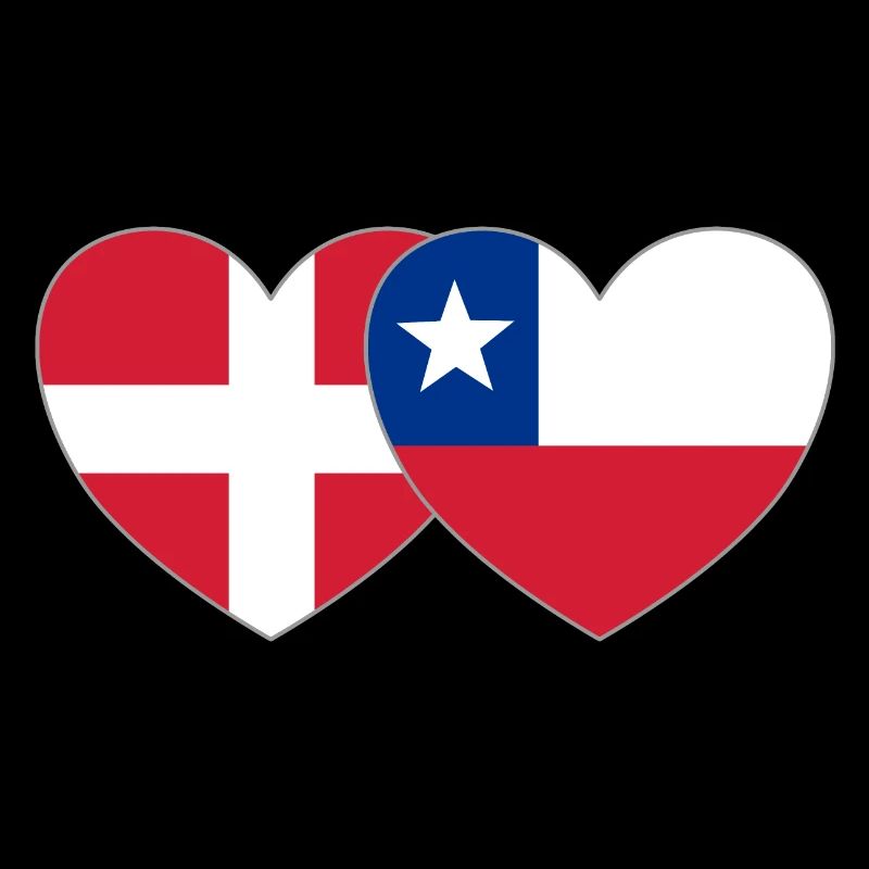 Denmark Chile Flag Heart