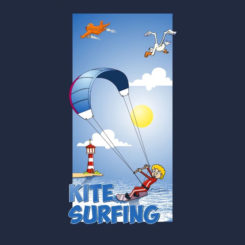 Illustration colorée d’un kitesurfer