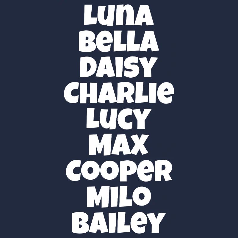 Liste colorée de noms de chiens Design de chiens