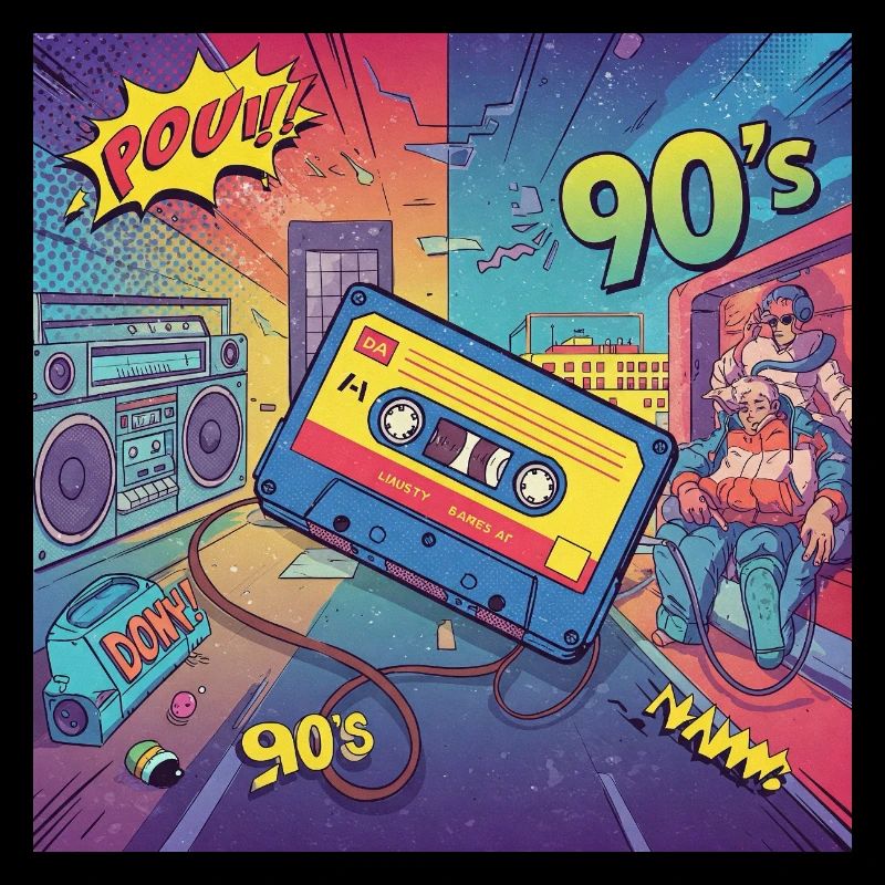 90s vibes : cassette de bande dessinée au look rétro