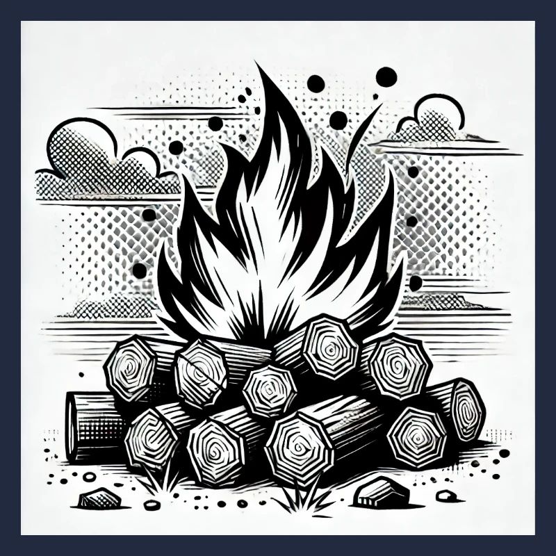Feu de camp dans le style de la bande dessinée : chaleur et atmosphère