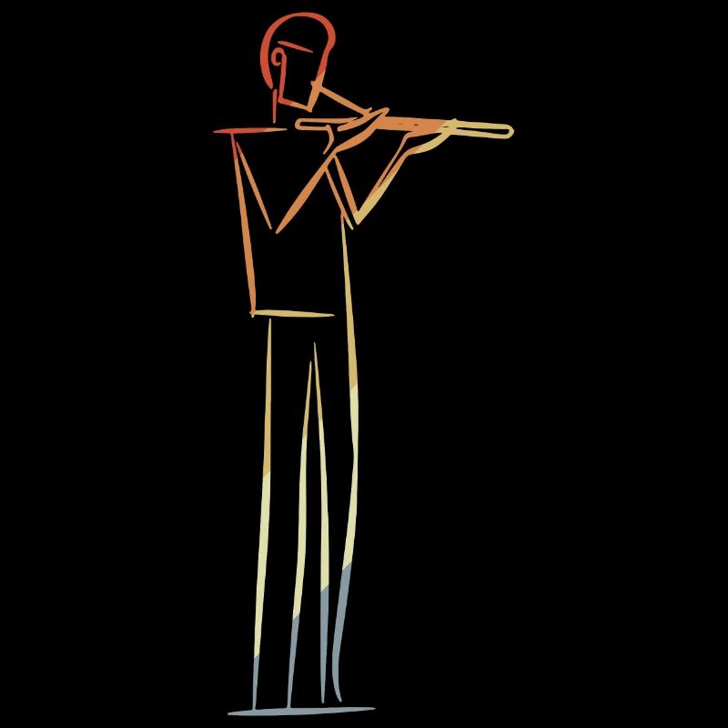 Flute Player Drawing Retro