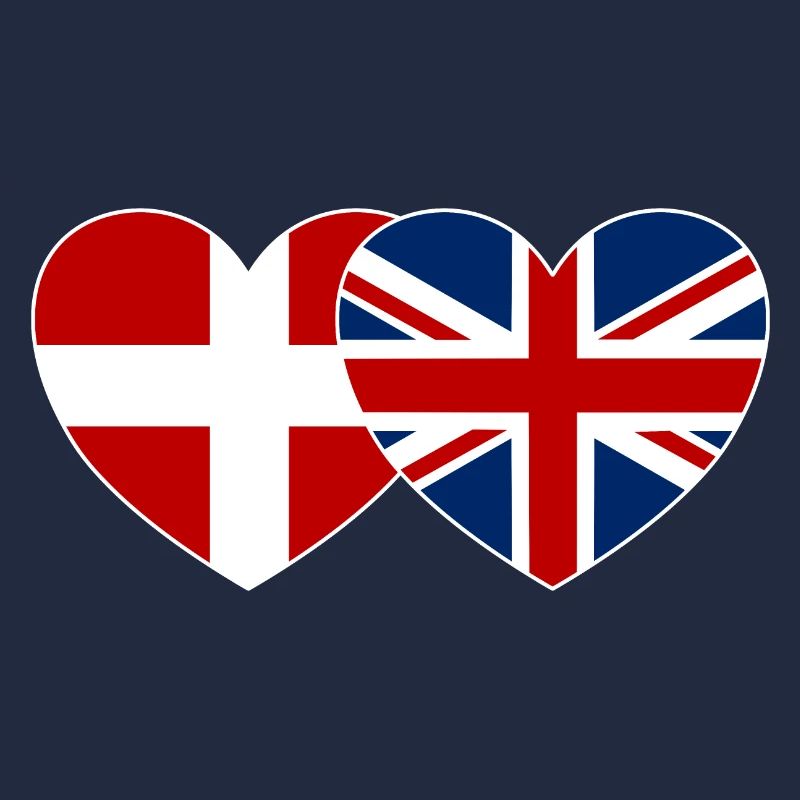 Danemark Angleterre Flag Heart