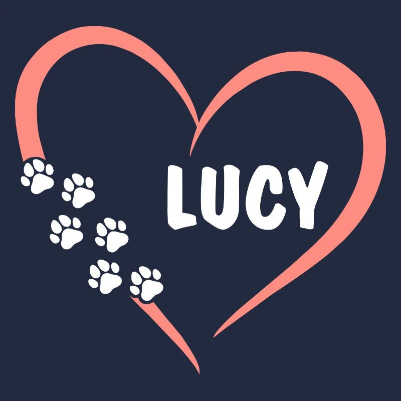 Heart with paw prints and name Lucy