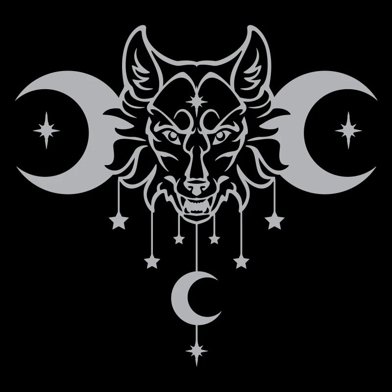 Wicca Moon Wolf - Anpassbare Farbe