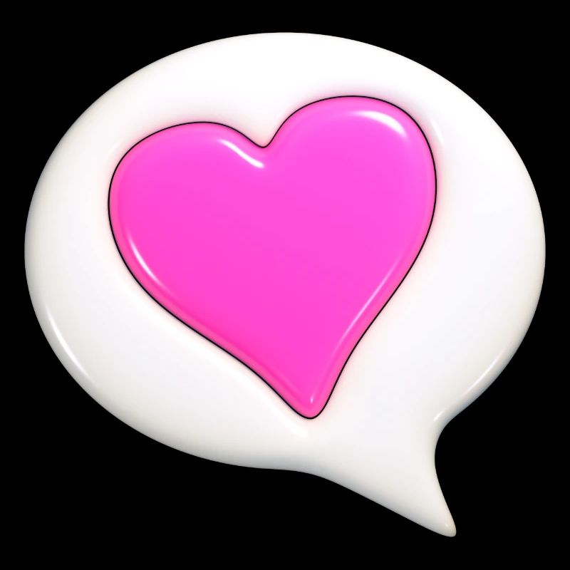 Pink colored heart in white speech bubble