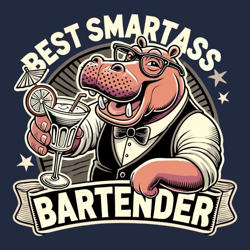 Barkeeper Barmann Nilpferd Flusspferd Geschenk