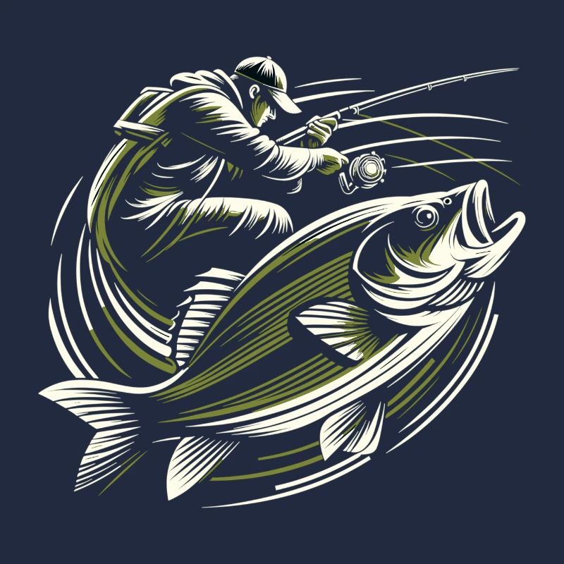 Pêche pêcheur perche poisson géant vert olive cadeau