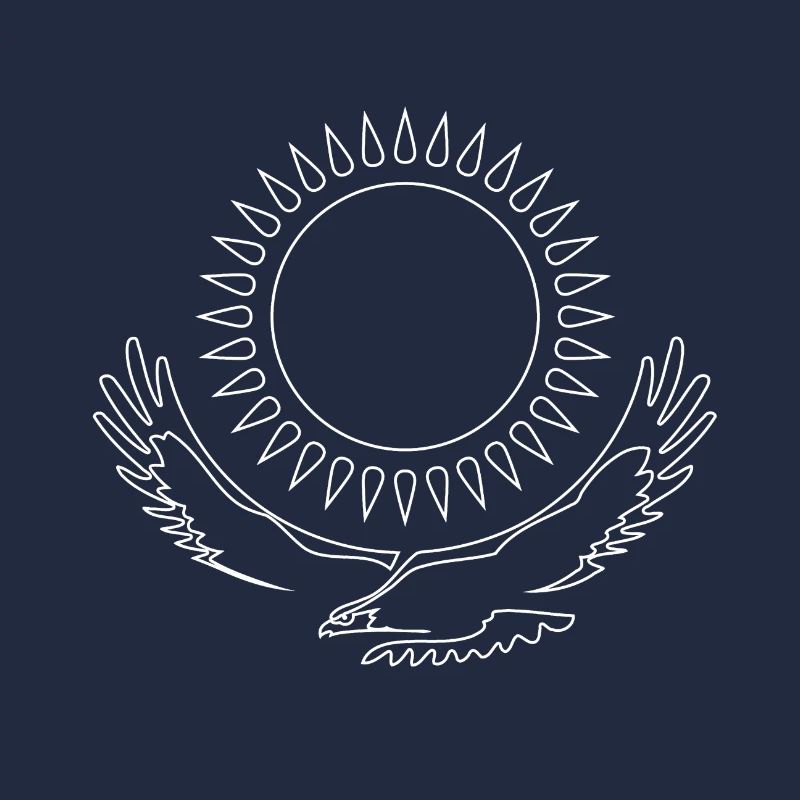 Kazakhstan Eagle steppe eagle line white flag