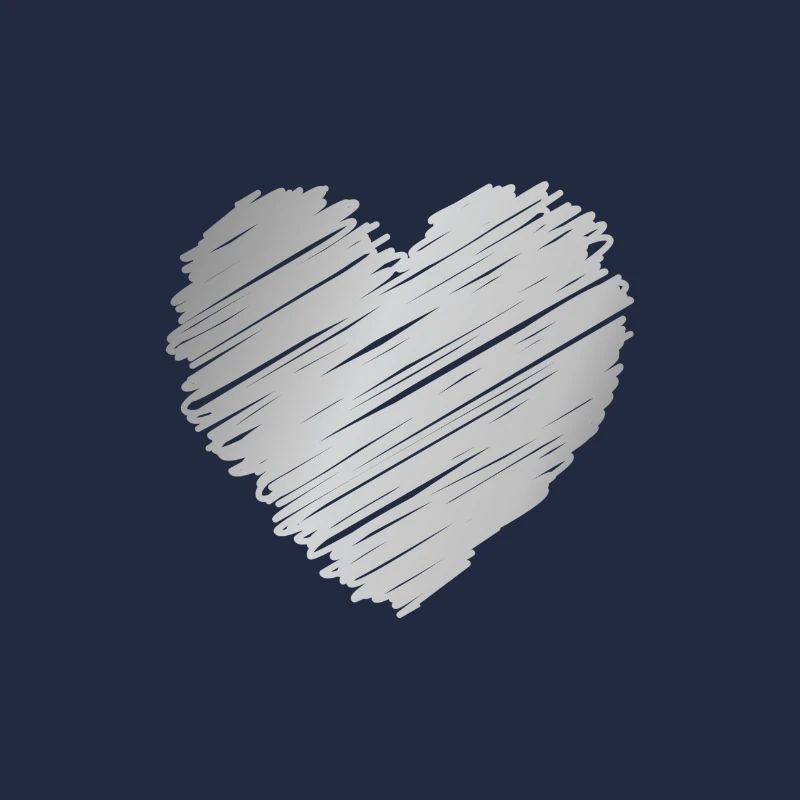 Silver Doodle Heart – Romantic Minimal Style