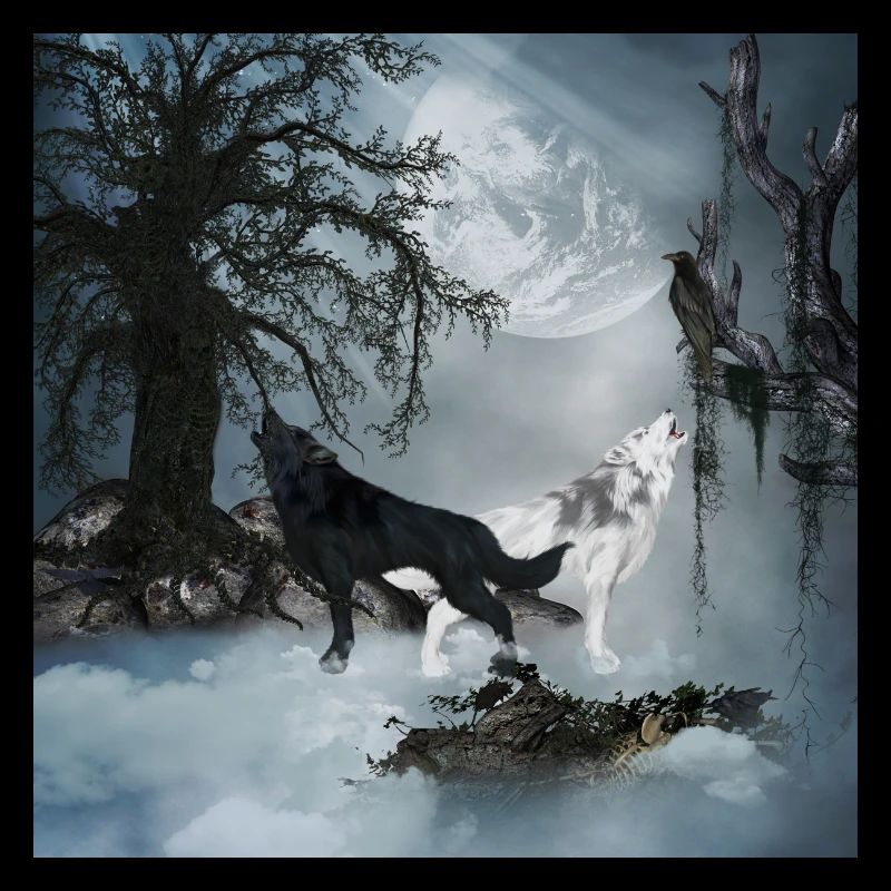 Loup noir et blanc