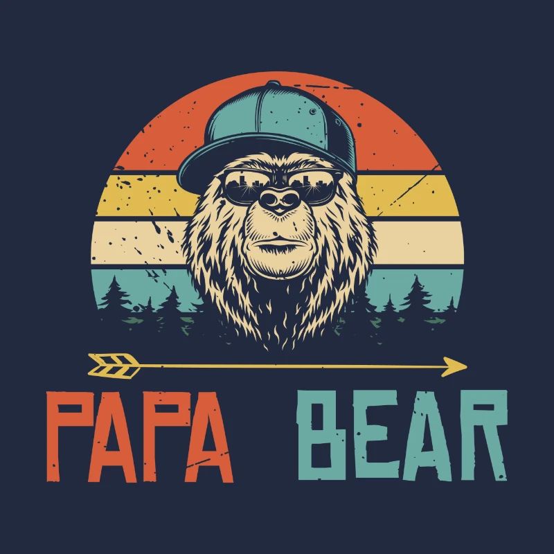 Papa Bär Vatertag Geschenk Retro Bär