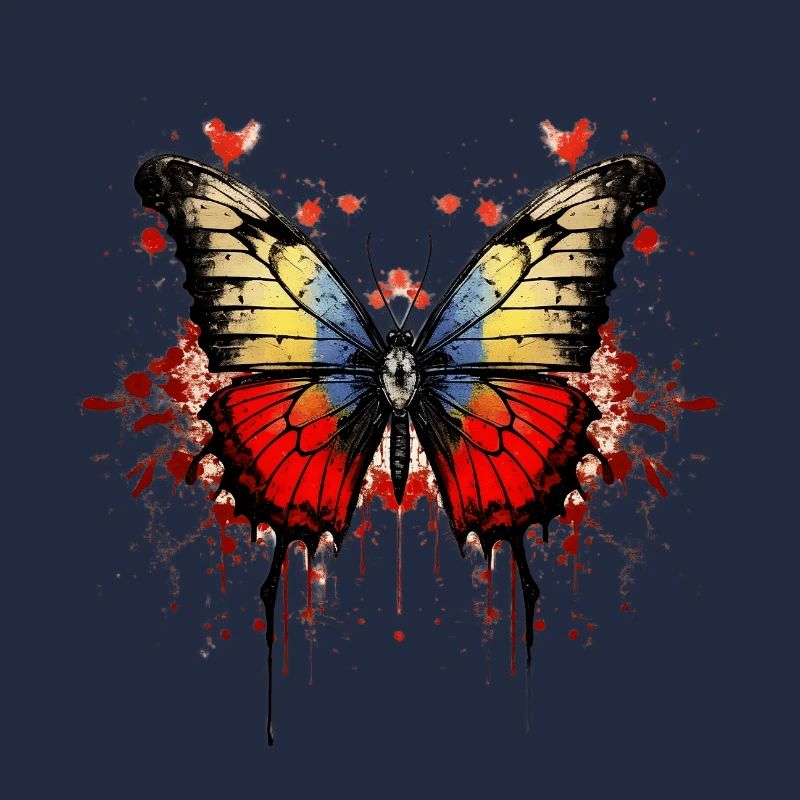 Papillon coloré avec motif d’éclaboussures de sang