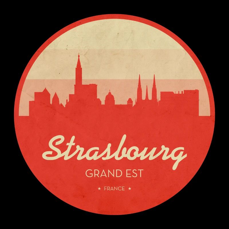 Strasbourg Skyline Vintage Circle