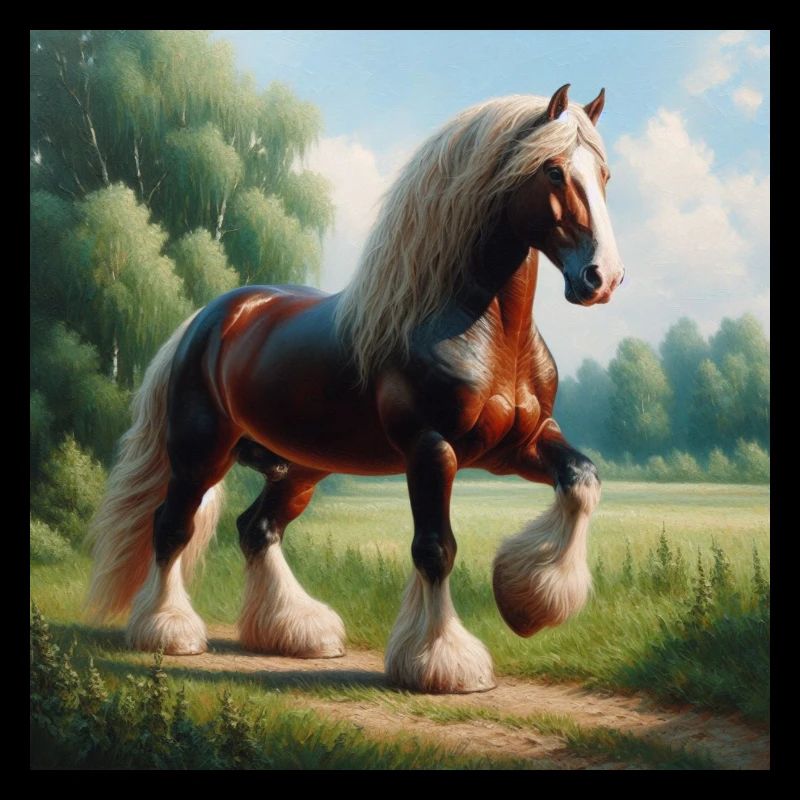 Aquarelle Cheval Percheron
