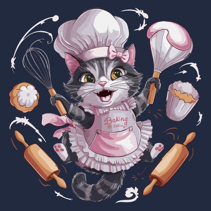 Liebenswerte Katze beim Backen