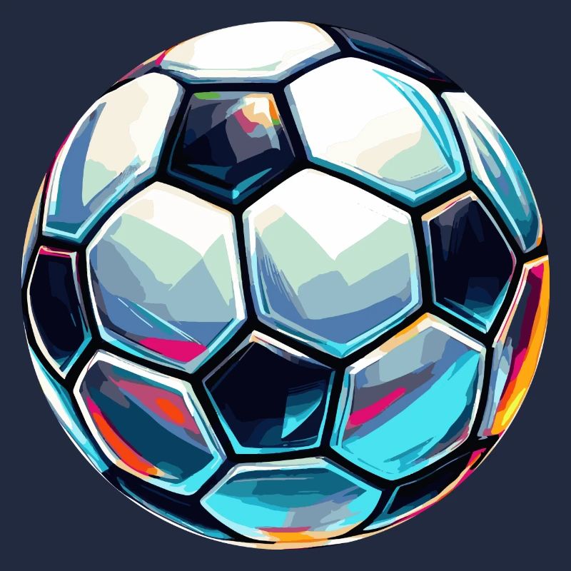 Bunt schimmernder Fußball mit Lichtreflexe