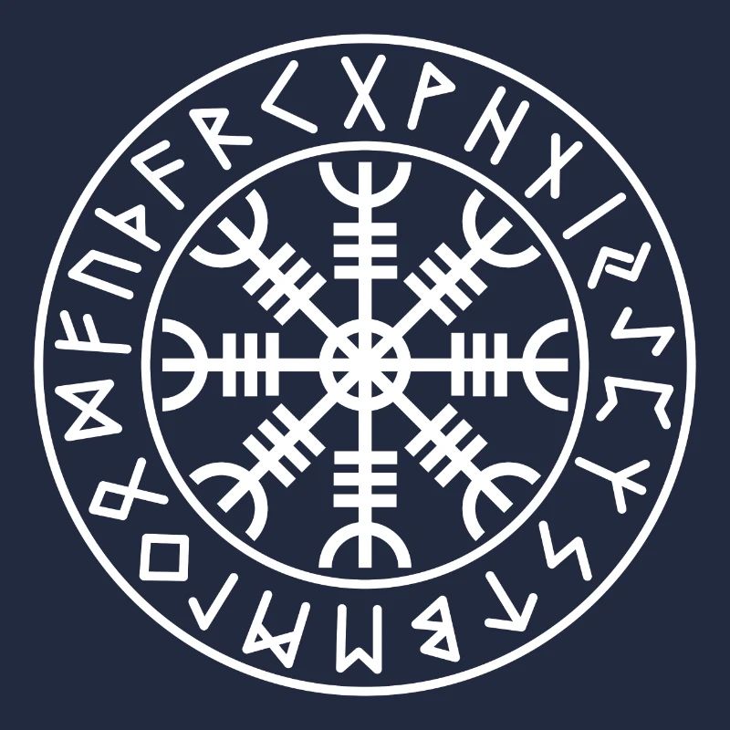 Aegishjalmur circle runes white color