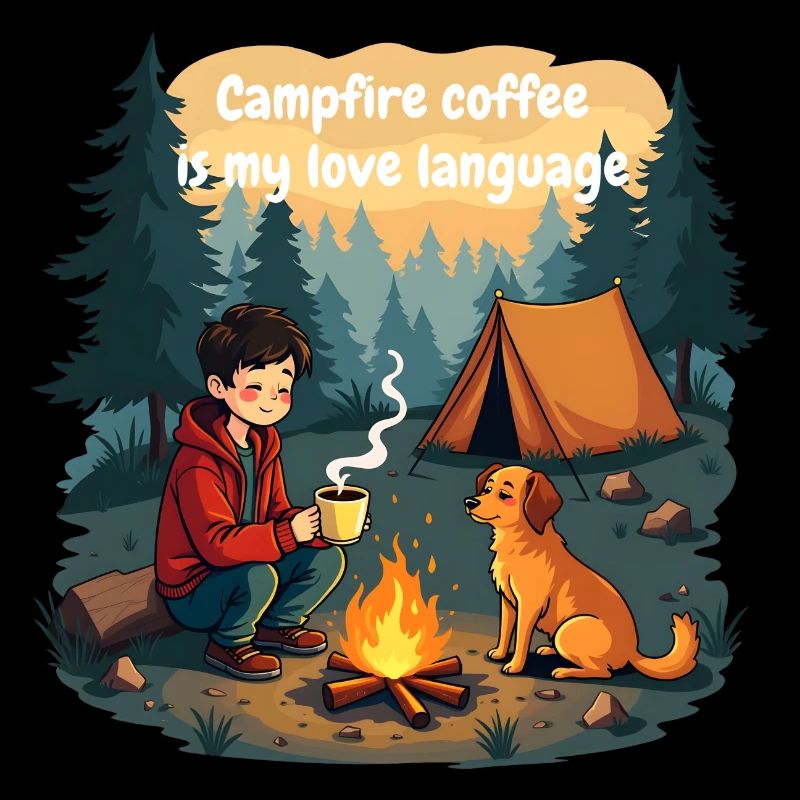 Campfire Coffee is my love language - Camping Dog