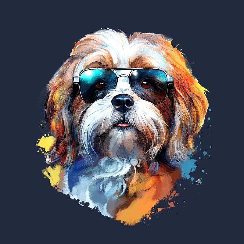 Lhassa Apso avec lunettes de soleil