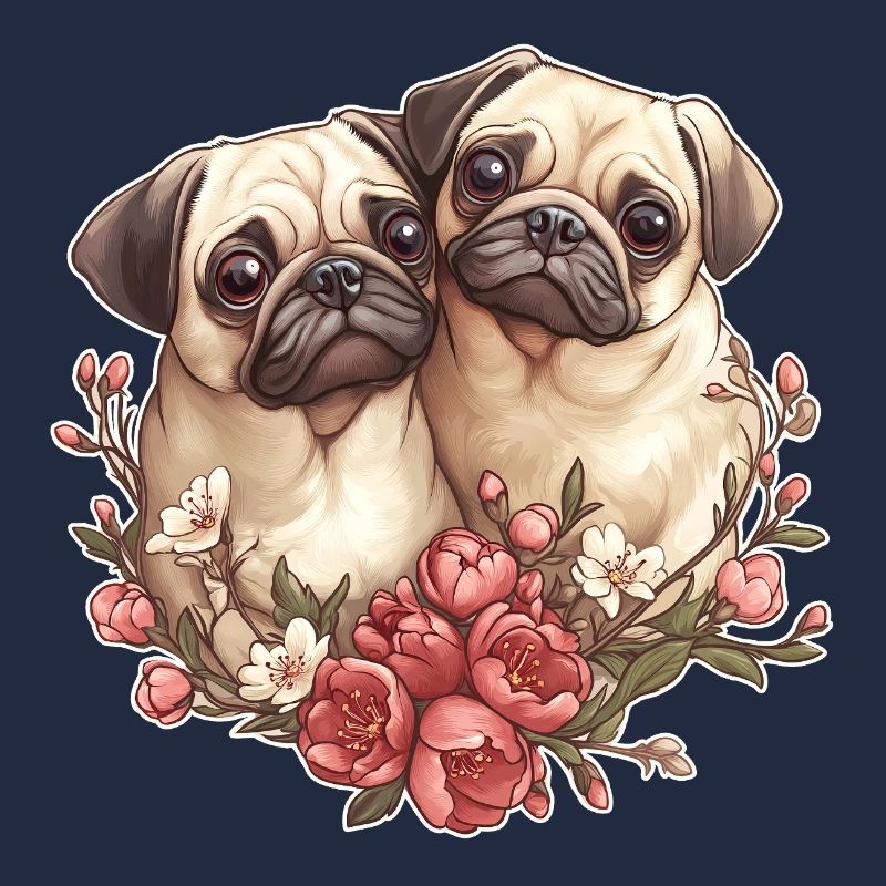 Cute pug couple