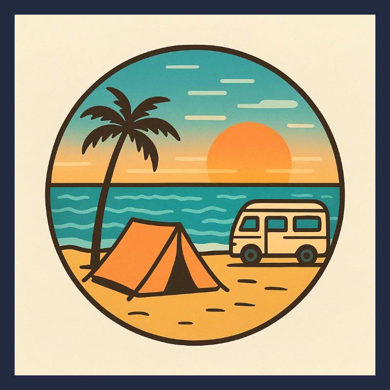 Coucher de soleil sur la plage avec tente