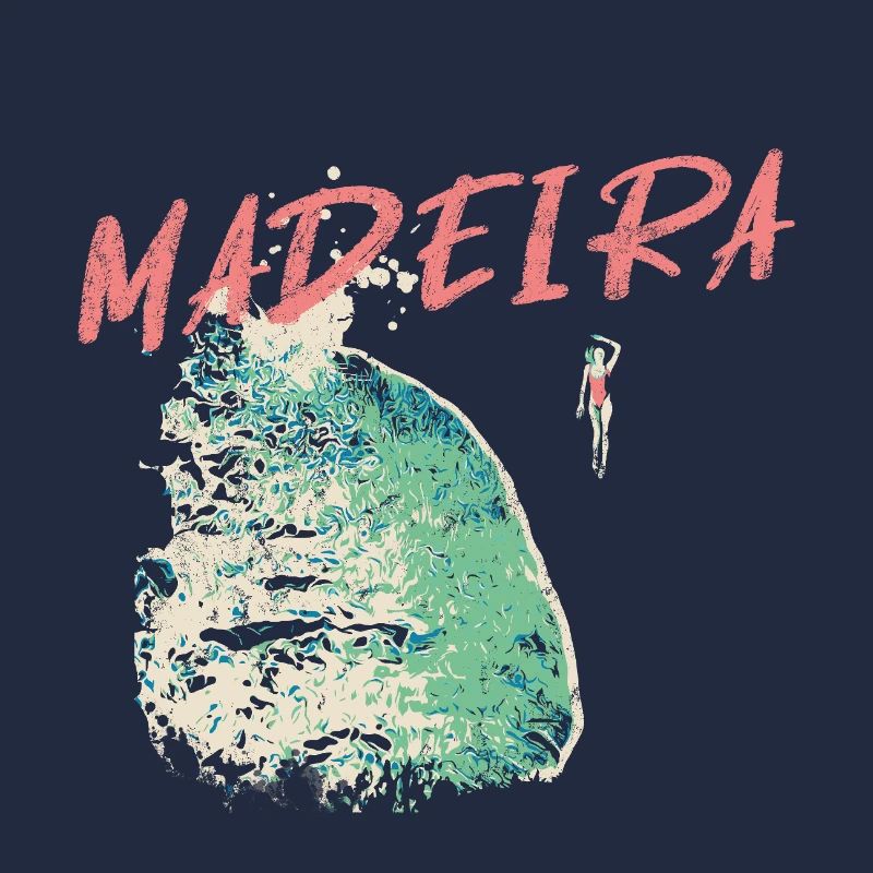 Schwarzer Strand Badegast Madeira Illustration