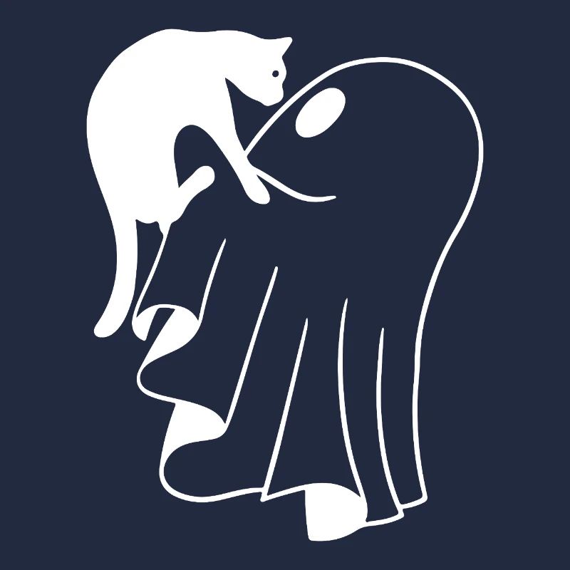 Ghost with Cat Sketch – Child-Friendly Halloween