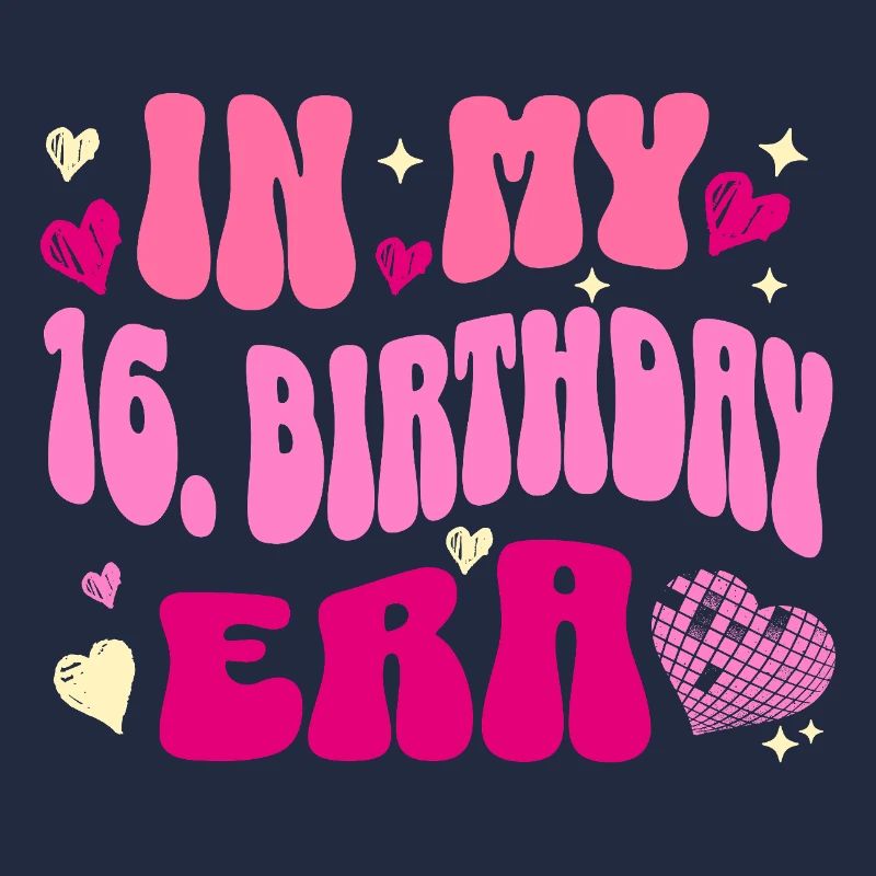 Dans mon 16e anniversaire ère coeur rétro design