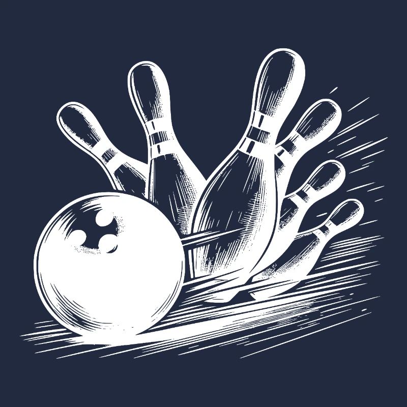 Dynamischer Bowlingkugel Wurf auf Pins
