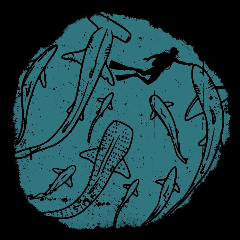 Cercle de la Silhouette des Profondeurs de l’Océan