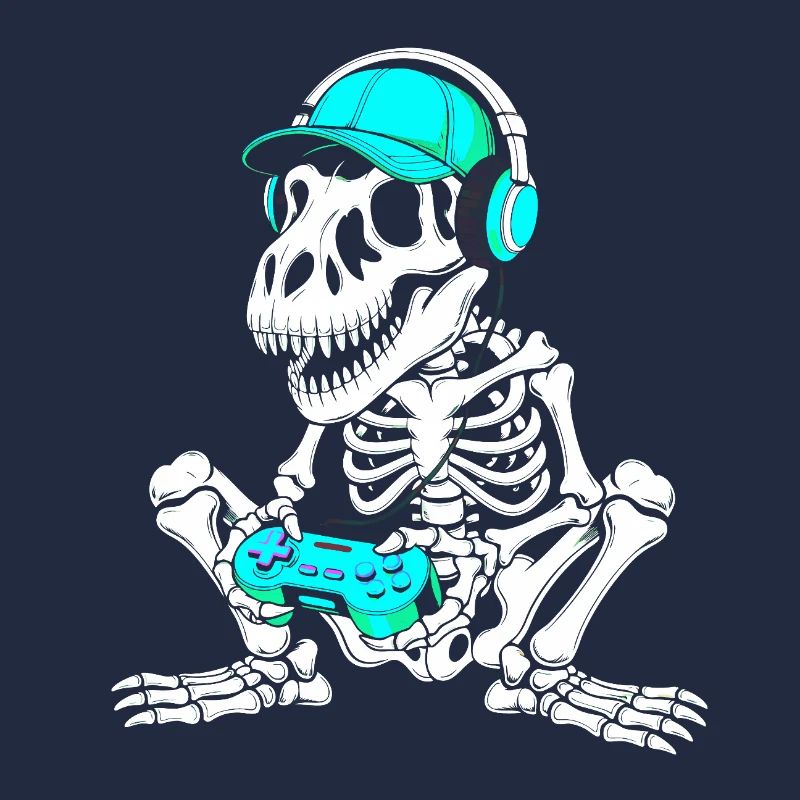 Skeleton DJ with controller and headset