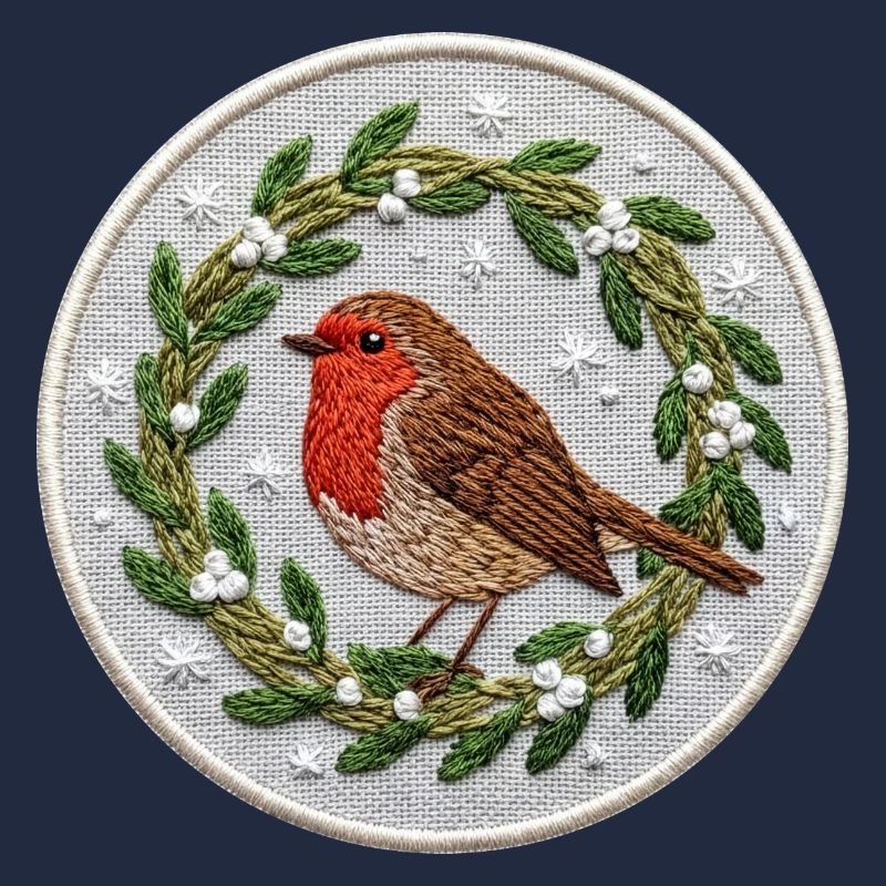 Robin mistletoe Christmas (printed)