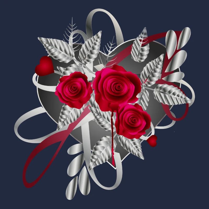 silberfarbene Valentinstag Komposition mit Rosen