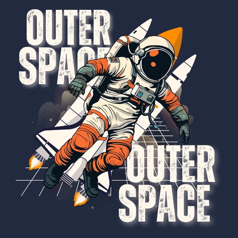 Astronaut in rocket jump