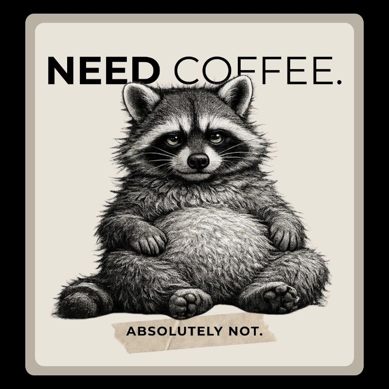 Need Coffee Lazy Raccoon Meme