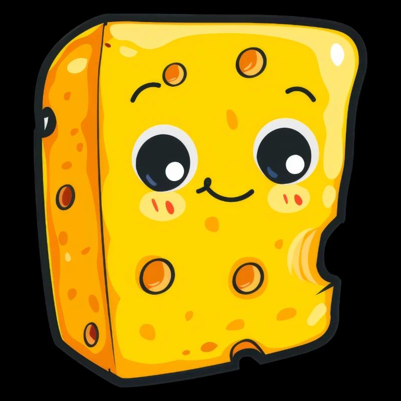 Morceau de fromage kawaii avec un visage mignon
